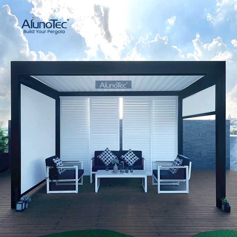 12' X 16' Pergo-Lux Privacy Motorized Louvered Roof with WPC Decking