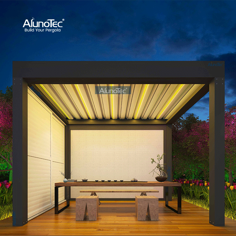 12' X 16' Pergo-Lux Privacy Motorized Louvered Roof with WPC Decking