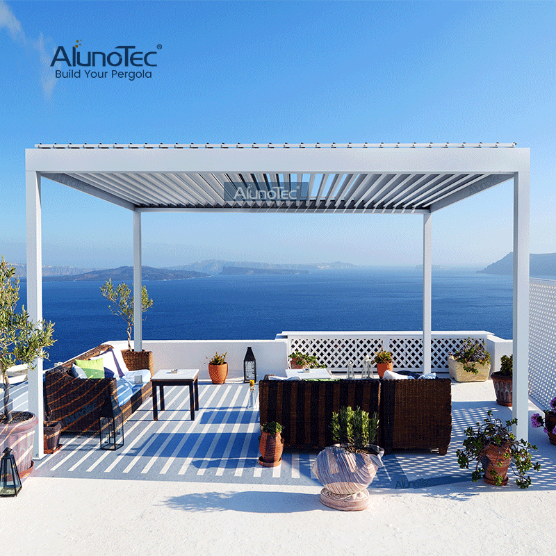 12' X 16' Pergo-Lux Privacy Motorized Louvered Roof with WPC Decking