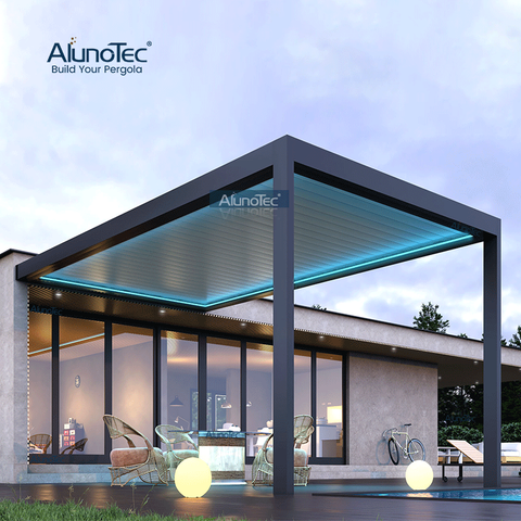 12' X 16' Pergo-Lux Privacy Motorized Louvered Roof with WPC Decking